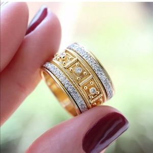 Two tone gold tribe ring